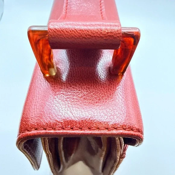 VINTAGE Prada Madras Bachel Leather Flap Bag - Porpora Red Tortoise - Picture 5 of 15